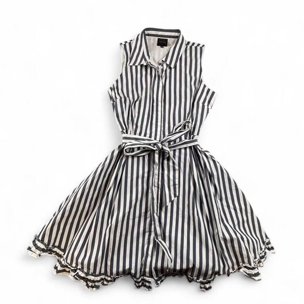 Alex Marie Striped Dress Women’s 16 Blue White Tie Waist Fit & Flare